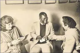  ?? Photos: Jan Stegeman ?? Okapi-sharp critiques: Novelist, playwright and essayist Lewis Nkosi (centre) and receiving an award (right). Like James Baldwin, He went into exile to find his place in the world.