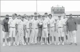  ?? Courtesy photo ?? The Coahoma Bulldogs pose with their Bi-District trophy after winning a best of a three game series over Brady on Friday, May 6, 2022 in Sweetwater.