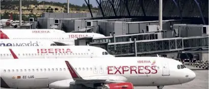  ??  ?? Iberia aircraft at Madrid-Barajas airport