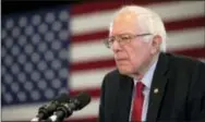  ?? THE ASSOCIATED PRESS ?? Democratic presidenti­al candidate Sen. Bernie Sanders, I-Vt., pauses while speaking at at a rally Friday in Elko, Nev.