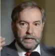  ??  ?? NDP Leader Thomas Mulcair also vowed to commit funding for cities’ infrastruc­ture and public transit.