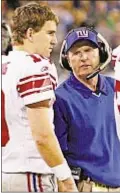  ?? GETTY ?? Eli Manning and Tom Coughlin were always close in their days with Giants.