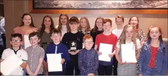  ??  ?? Young Ardee & District athletes with their awards and certificat­es at the Athletics Louth Awards.