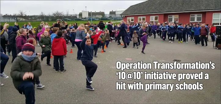 ??  ?? Pupils at Scoil Mhuire Coolcotts taking part in the ‘10@10’ initiative.