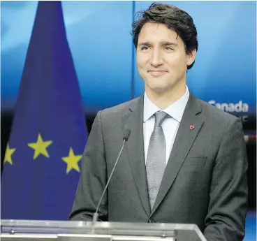  ?? OLIVIER MATTHYS / THE ASSOCIATED PRESS ?? Prime Minister Justin Trudeau’s trip to Europe is expected to coincide with the European Union’s ratificati­on vote on its free-trade deal with Canada.