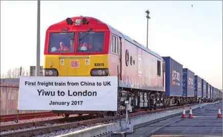  ?? PROVIDED TO CHINA DAILY ?? One of the tangible symbols of the Belt and Road Initiative is a new freight train service linking the UK and China, through the entire B&R region.