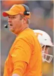  ?? AP PHOTO/JEFF ROBERSON ?? Josh Heupel, in his third season as Tennessee’s football coach, fell to 3-6 in road games with the Vols after Saturday’s loss to Missouri.