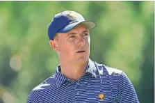  ?? ?? Jordan Spieth stands on the sixth tee during a practice day for the Presidents Cup on Wednesday.