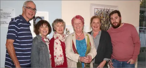  ??  ?? Martin Berry, Ann Berry, Liz Flood, Kate Tyrrell (artist), Christine Tyrrell and Patrick Tyrrell at the official opening of ‘Found’.