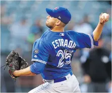  ??  ?? Marco Estrada returned to the Blue Jays’ rotation Monday in Oakland and went four innings.