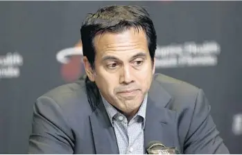  ?? JOHN MCCALL/STAFF FILE PHOTO ?? Somewhat contrary to the team’s hard practice schedule philosophy, coach Erik Spoelstra said the holidays gave the team a chance to rest and heal up. Thursday was the team’s first full practice since Dec. 14.