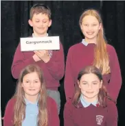  ??  ?? Finals Gargunnock Primary’s quiz team Freya Tinto, Hope Brodie, Matthew Park and Seona Scott