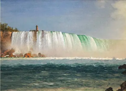  ??  ?? Frederic E. Church (1826-1900), Horseshoe Falls, 1856 or 1858. Oil and graphite on paper laid down on canvas, 9½ x 17½ in. Private collection.