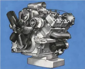  ??  ??  The Cerlist V4 was very compact for its output. It was only 30.7 inches long, 33.12 inches wide and 35.12 inches tall but weighed a hefty 770 lbs. The blower mounted in the valley between the cylinders and so did the injection pump. The intermitte­nt...