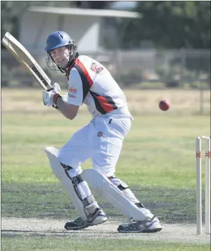  ??  ?? RUNS THERE! Horsham Saints batsman Austin Smith glides a ball backward of point during a match against Homers at Horsham Sunnyside oval. Picture: PAUL CARRACHER