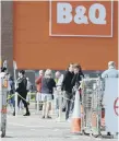  ??  ?? Queues gather at Washington B&Q which has reopened.