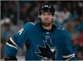  ?? NHAT V. MEYERS — BAY AREA NEW GROUP ?? The Sharks’ Marc-Edouard Vlasic (44) waits for a faceoff during their game against the Washington Capitals in the third period at the SAP Center in December of 2019.