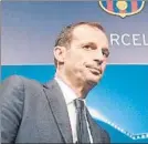  ??  ?? Allegri, en la sala de prensa del Camp Nou