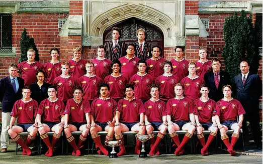  ??  ?? Southee spent three years in the King’s College First XV and won the Auckland 1A title in his second year. Southee is in the front row, at the end on the left.