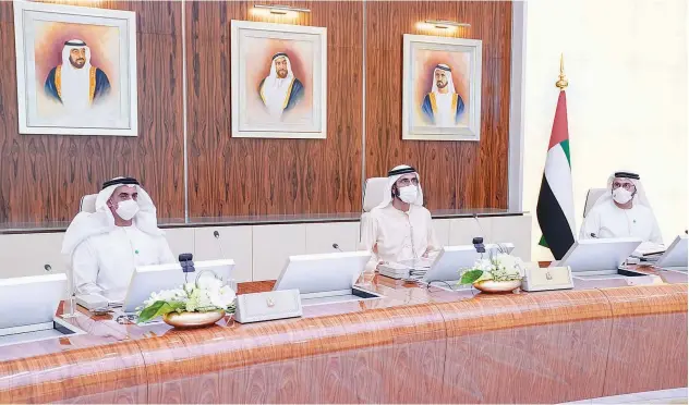  ?? WAM ?? ↑
Sheikh Mohammed chaired the UAE cabinet meeting at Qasr Al Watan in Abu Dhabi on Wednesday.