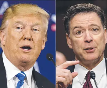  ?? Picture: AP PHOTO ?? President Donald Trump, left, and former FBI director James Comey