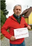 ?? Foto: Marcus Merk ?? Protest gegen Baumfällun­g in Horgau.