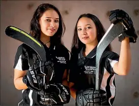  ??  ?? Manawatu College inline hockey players Xsavier, left, year 12, and Temyia Taiaroa, year 10, who are currently at the Junior Olympic games in Hawaii.