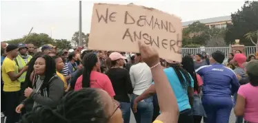  ?? SUPPLIED ?? PROTESTING CPUT students, from the Nursing College in Athlone, have vowed to continue with their protest until they engage with university management. |