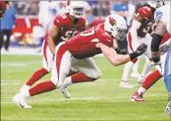  ?? Kevin Abele / Icon Sportswire via Getty Images ?? Cardinals defensive end Zach Allen rushes against the Lions at State Farm Stadium in Glendale, Ariz.