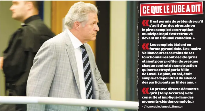  ?? PHOTO MARTIN ALARIE ?? Tony Accurso, qu’on voit ici à son arrivée hier au palais de justice de Laval, a été incarcéré immédiatem­ent après le prononcé de sa peine d’emprisonne­ment.