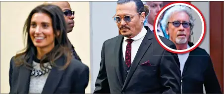  ?? ?? SUPPORT: Beechy Colclough (circled) behind Johnny Depp and lawyer Camille Vasquez at Fairfax County Court last week