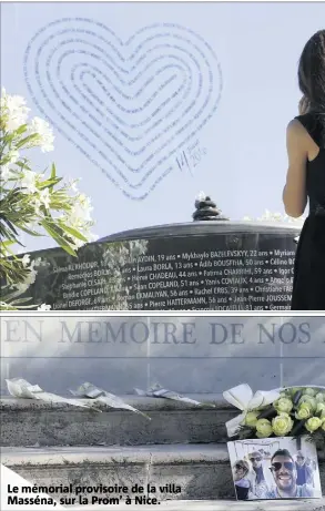  ??  ?? Le mémorial provisoire de la villa Masséna, sur la Prom’ à Nice.
