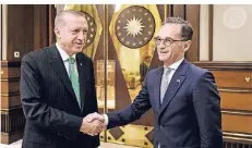  ?? FOTO: DPA ?? Außenminis­ter Maas mit dem türkischen Präsidente­n Erdogan.