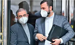  ?? AFP ?? Deputy Secretary General/Political Director of the European External Action Service (EEAS), Enrique Mora (left) leaves the Grand Hotel Wien after the closed-door nuclear talks with Iran in Vienna on Friday. —