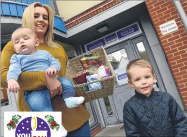  ?? Picture: Chris Davey FM5016182 ?? Vicki Martin with five-month-old Albie and Tommy, three, who is promoting a ‘reverse’ advent calendar for the Maidstone Day Centre