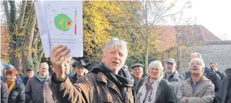  ?? FOTOS: MICHAEL HESCHELER ?? Überrasche­ndes Ergebnis: Die scheinbar kranken Kastanien im Inzigkofer Park sind im Inneren gesund. Die Abbildung von Baumpflege­r Andreas Lenz ist so zu deuten: Grün bedeutet gesund, rot krank.