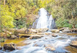  ??  ?? Bradley Ward of Alpharetta shot this photo at Helton Creek Falls in North Georgia on April 8. Helton Creek Falls cascades in a set of two waterfalls, sliding down in tendrils through a beautiful, hemlock-filled creek valley. The trail isn’t long,...