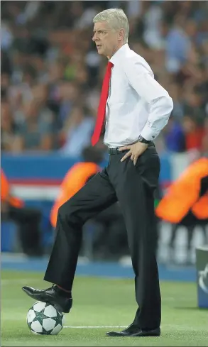  ?? GONZALO FUENTES / REUTERS ?? Arsene Wenger during the UEFA Champions League Group A match between Arsenal and Paris Saint Germain on Sept 13 at Parc des Princes in Paris.