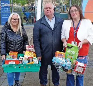  ?? ?? ●●Coun Neil Emmott, Coun Sue Smith (left), cabinet member for communitie­s and Coun Rachel Massey, cabinet member for children’s services and education, at the launch of the Helping Hand initiative