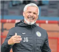  ??  ?? Saints gaffer Jim Goodwin praised his strikers