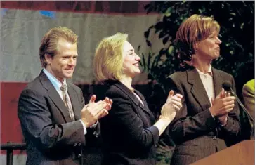  ?? John Gastaldo San Diego Union-Tribune ?? CLINTON campaigns for Navarro during his unsuccessf­ul run for Congress in 1996. Two years later, he wrote, “I found her to be one of the most gracious, intelligen­t, perceptive, and, yes, classy women I have ever met.”