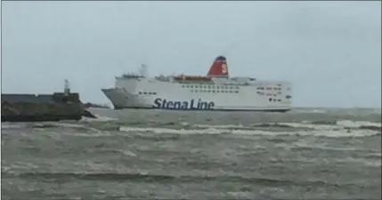  ??  ?? Stena Europe finally arriving at Fishguard.