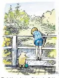 ?? ?? The bridge today, top; Christophe­r Robin and Pooh playing Poohsticks, above