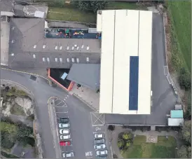  ?? ?? An arial view showing the newly installed solar panels on the roof of the community centre in Cappoquin.