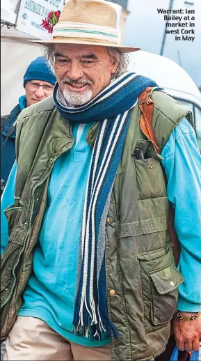  ??  ?? Warrant: Ian Bailey at a market in west Cork in May
