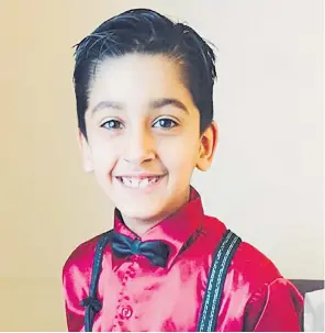  ?? ?? Dev Naran, eight, was killed when a lorry crashed into his grandfathe­r’s car on the M6 near Birmingham in 2018. His mother has campaigned in favour of automatic braking systems