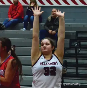  ?? Photo by Dane Fuelling ?? Hailey Cole brings the requisite physicalit­y that comes with playing in the interior of the Bellmont defense. The team’s leading rebounder, coach Heim credits Cole with having great feet and being more athletic than the girls she faces in the paint.