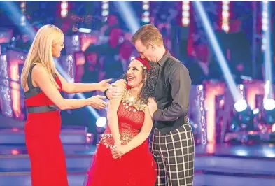  ?? Picture: PA. ?? Tess Daly, left, Lesley Joseph and Anton Du Beke.