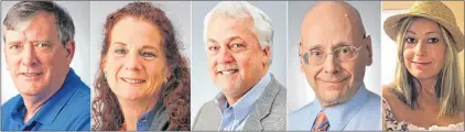  ?? THE BALTIMORE SUN VIA AP ?? The victims of the June 28th shooting in the newsroom of the Capital Gazette in Annapolis, Md: (from left) John Mcnamara, Wendi Winters, Rob Hiaasen, Gerald Fischman and Rebecca Smith.