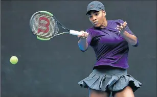  ?? Picture: GETTY IMAGES ?? WAR TALK: Serena Williams yesterday at a practice session ahead of the 2017 Australian Open at Melbourne Park. She begins her quest for an Open-era record 23rd Grand Slam title under way tomorrow